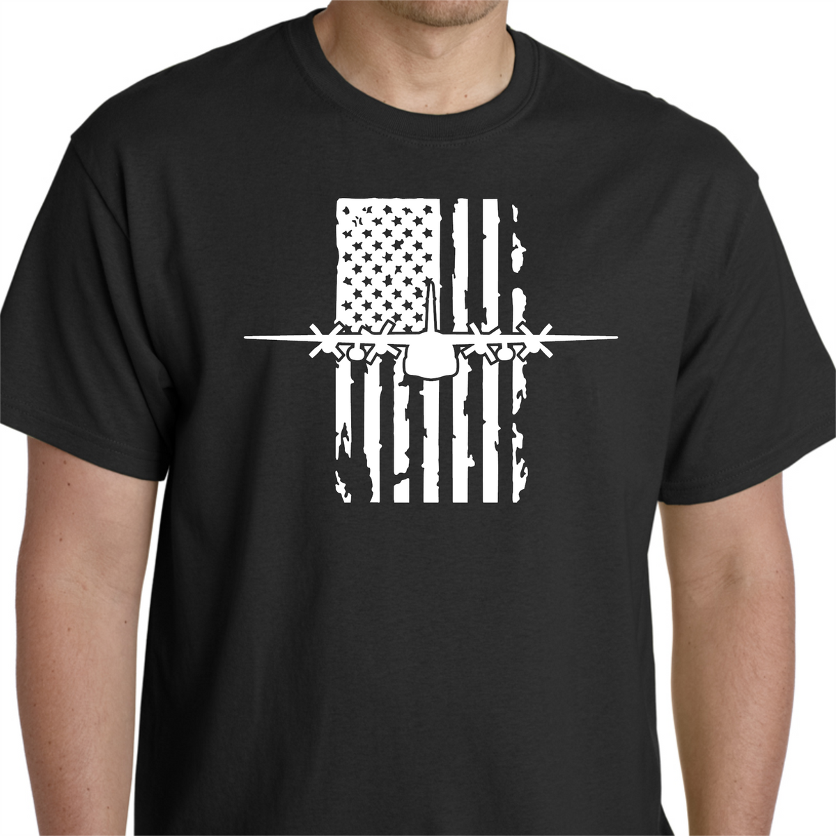 C-130 Airplane Distressed Flag T-Shirt C130 Hercules – Anthem Graphix