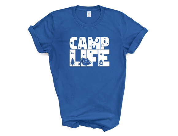 Camp Life, Camping Shirt, Camp Lover, Trees, Tent, Camp Fire, Stars, Adventure, Hiking, Camper Shirt
