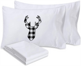 Buffalo Plaid Deer Head Pillowcase Cover, Christmas Decorative Pillow Cover
