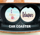 Delaware State Stone Car Coaster Set, Real Estate Gifts, Personalized Realtor Gift, Beach Design, Housewarming Gift, State Souvenir