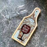 It's all Fun and Games Until the Wine Runs Out 6 Piece Wine & Cheese Set Glass Cutting Board