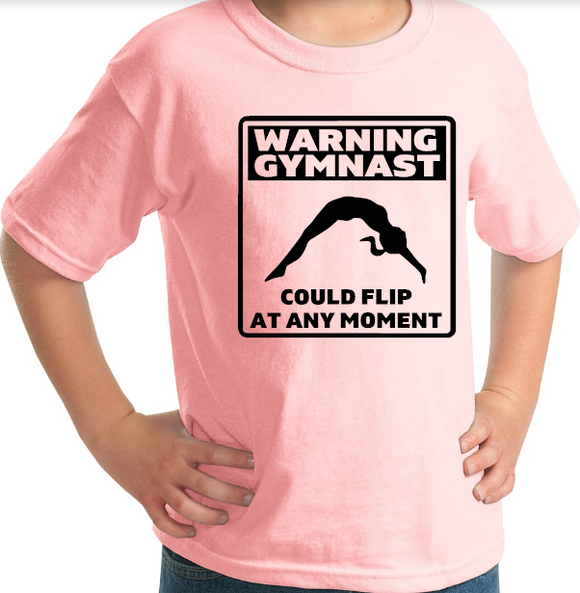 YOUTH - Funny Gymnastics Shirt - Warning could flip at any moment - anthem-graphix