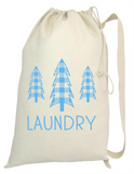 HUGE Canvas LAUNDRY BAG Trio of Plaid Trees  Many color choices