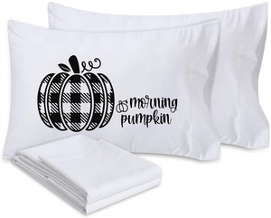 Buffalo Plaid Morning Pumpkin Pillowcase Cover, Holiday Decor, Decorative Pillow Cover