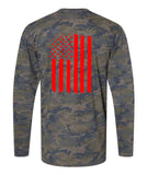 Remember Everyone Deployed RED Long Sleeve Vintage Camo T-Shirt, R.E.D. RED Friday Two Sided Flag