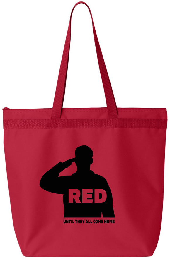 RED Remember Everyone Deployed Saluting Soldier Tote Bag - anthem-graphix