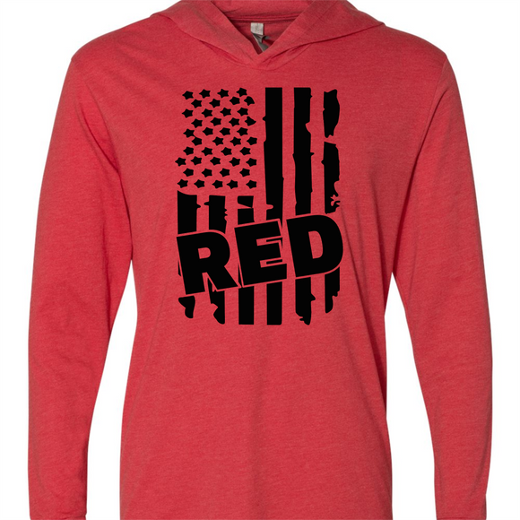 red hooded long sleeve